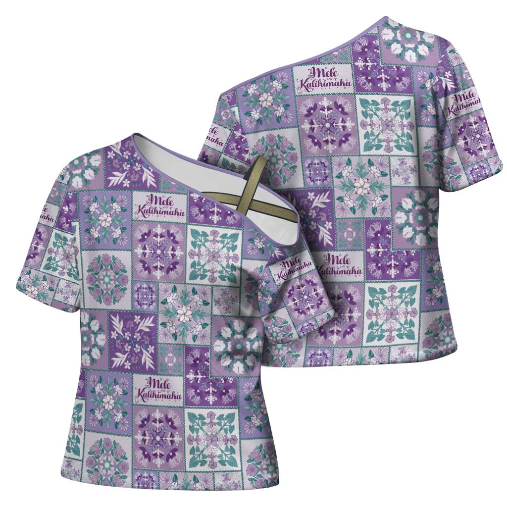 Mele Kalikimaka Hawaii Christmas Cross Shoulder Shirt Poni Seamless Floral Motif LT9 - Polynesian Pride