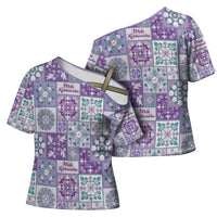 Mele Kalikimaka Hawaii Christmas Cross Shoulder Shirt Poni Seamless Floral Motif LT9 - Polynesian Pride