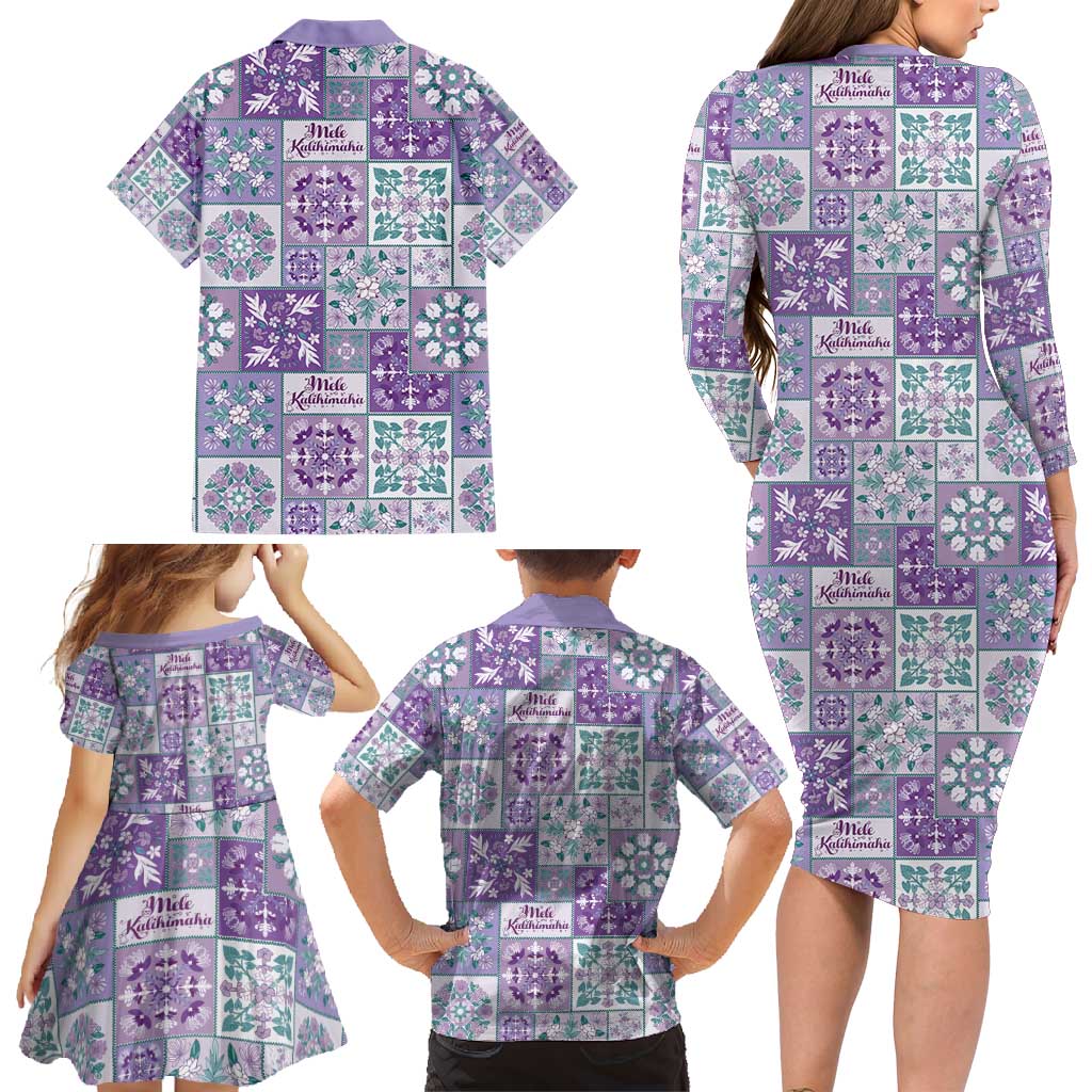 Mele Kalikimaka Hawaii Christmas Family Matching Long Sleeve Bodycon Dress and Hawaiian Shirt Poni Seamless Floral Motif LT9 - Polynesian Pride