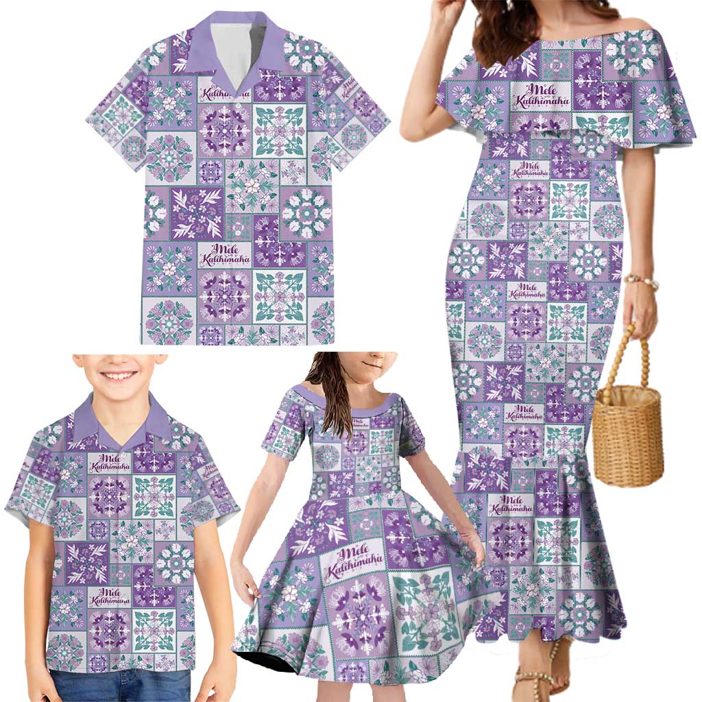Mele Kalikimaka Hawaii Christmas Family Matching Mermaid Dress and Hawaiian Shirt Poni Seamless Floral Motif LT9 - Polynesian Pride