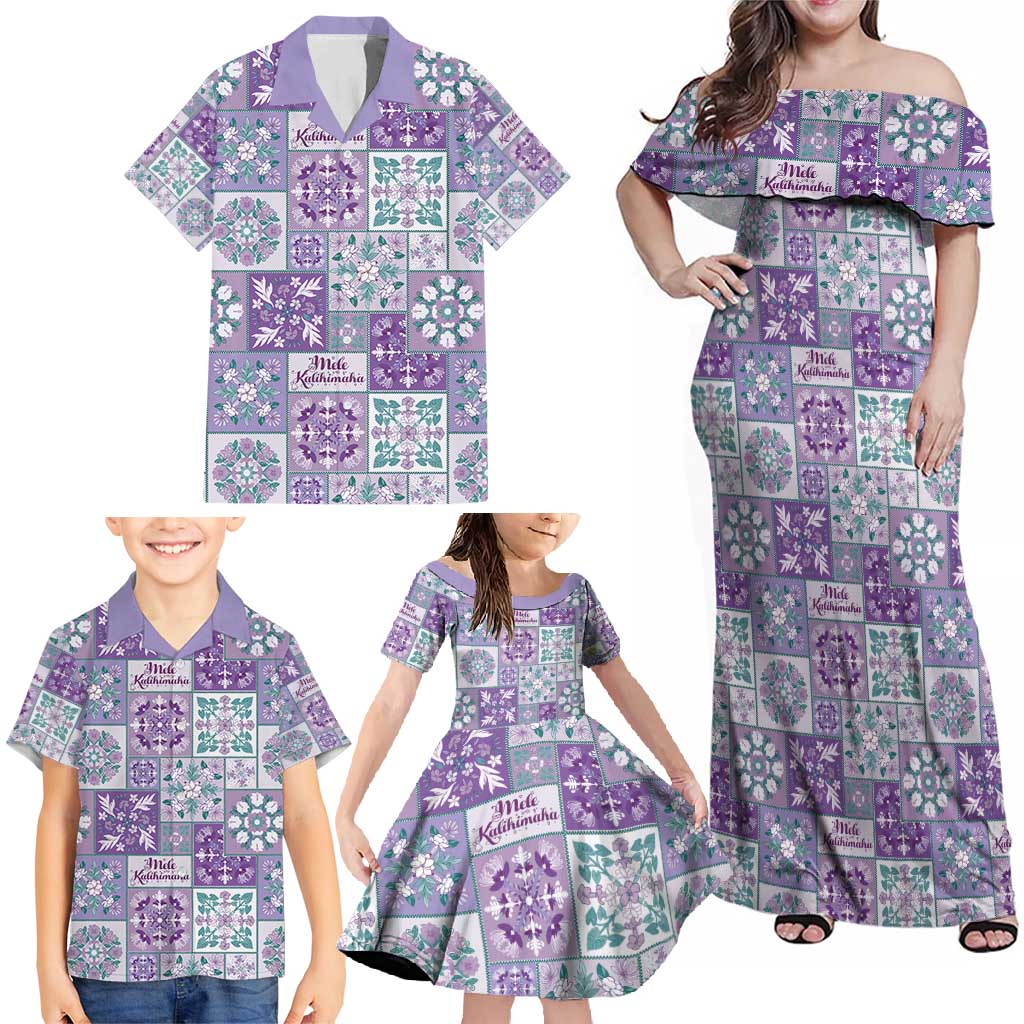 Mele Kalikimaka Hawaii Christmas Family Matching Off Shoulder Maxi Dress and Hawaiian Shirt Poni Seamless Floral Motif LT9 - Polynesian Pride