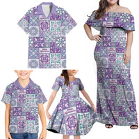 Mele Kalikimaka Hawaii Christmas Family Matching Off Shoulder Maxi Dress and Hawaiian Shirt Poni Seamless Floral Motif LT9 - Polynesian Pride