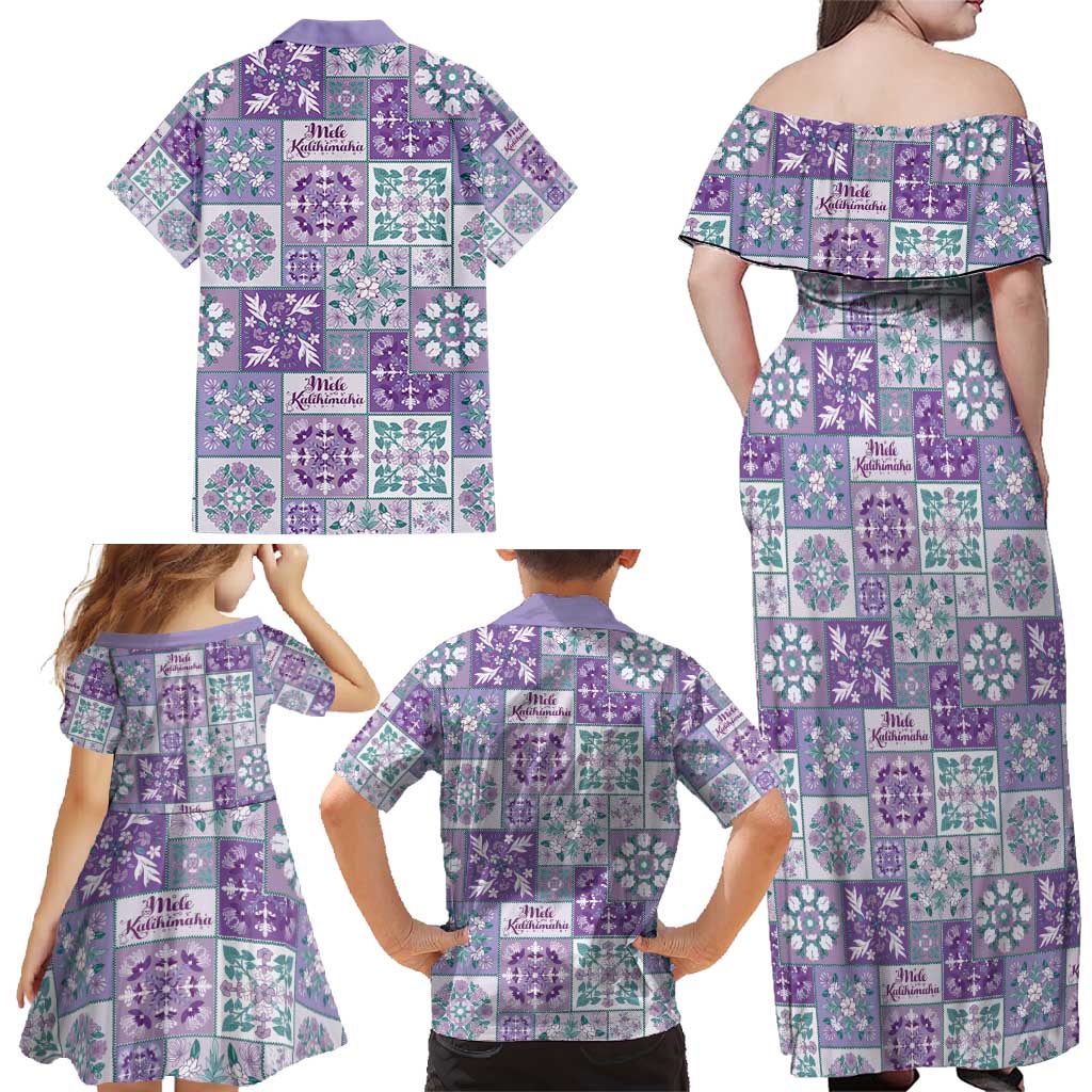 Mele Kalikimaka Hawaii Christmas Family Matching Off Shoulder Maxi Dress and Hawaiian Shirt Poni Seamless Floral Motif LT9 - Polynesian Pride