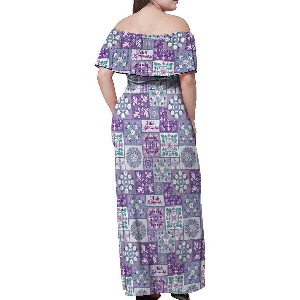 Mele Kalikimaka Hawaii Christmas Family Matching Off Shoulder Maxi Dress and Hawaiian Shirt Poni Seamless Floral Motif LT9 - Polynesian Pride