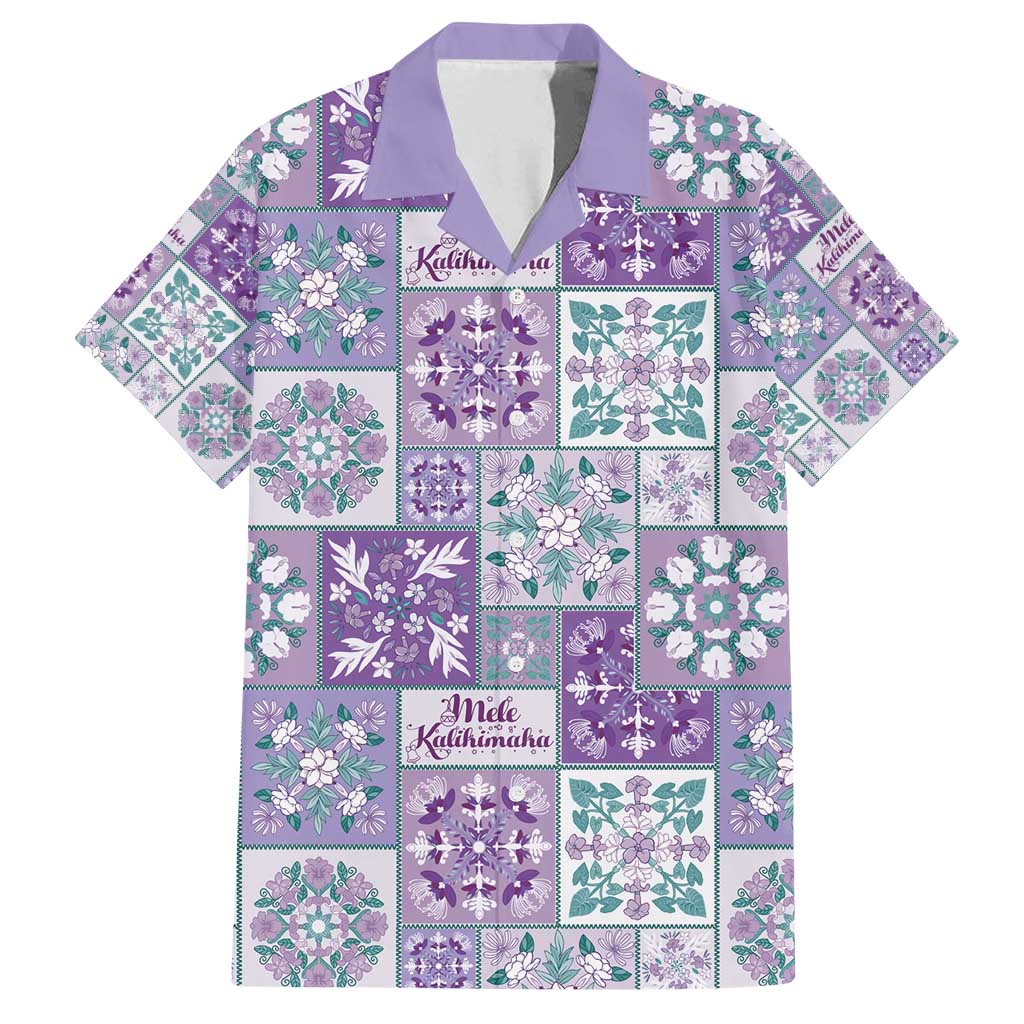 Mele Kalikimaka Hawaii Christmas Family Matching Off Shoulder Short Dress and Hawaiian Shirt Poni Seamless Floral Motif LT9 Dad's Shirt - Short Sleeve Purple - Polynesian Pride