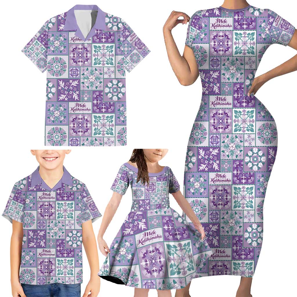 Mele Kalikimaka Hawaii Christmas Family Matching Short Sleeve Bodycon Dress and Hawaiian Shirt Poni Seamless Floral Motif - Polynesian Pride