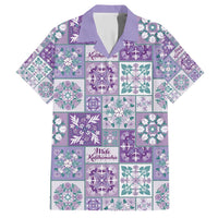 Mele Kalikimaka Hawaii Christmas Family Matching Short Sleeve Bodycon Dress and Hawaiian Shirt Poni Seamless Floral Motif LT9 Dad's Shirt - Short Sleeve Purple - Polynesian Pride
