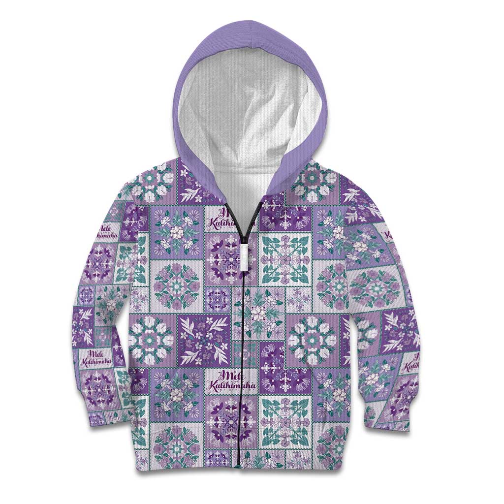 Mele Kalikimaka Hawaii Christmas Kid Hoodie Poni Seamless Floral Motif LT9 Zip Hoodie Purple - Polynesian Pride