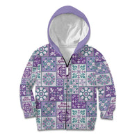 Mele Kalikimaka Hawaii Christmas Kid Hoodie Poni Seamless Floral Motif LT9 Zip Hoodie Purple - Polynesian Pride