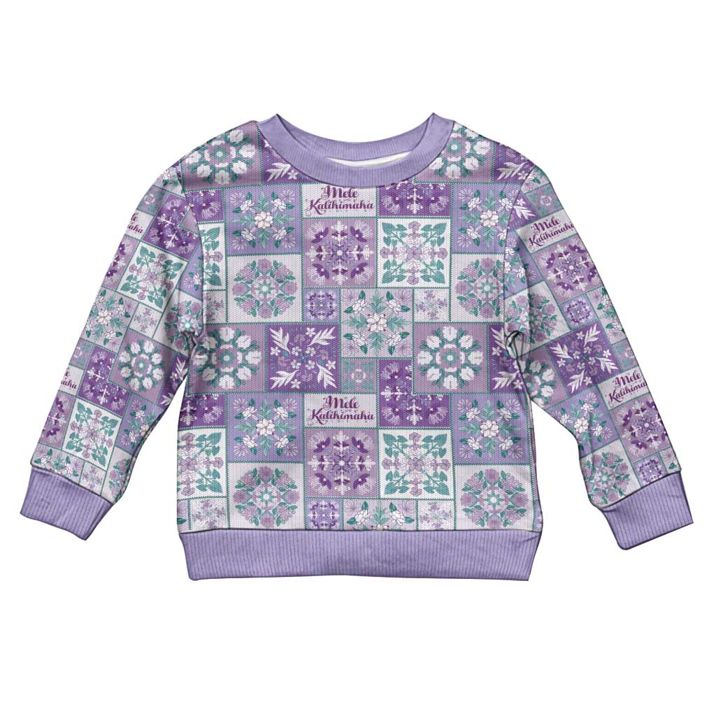 Mele Kalikimaka Hawaii Christmas Kid Ugly Christmas Sweater Poni Seamless Floral Motif LT9 Kid Purple - Polynesian Pride
