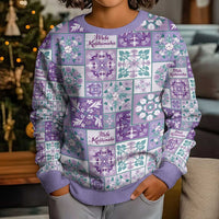 Mele Kalikimaka Hawaii Christmas Kid Ugly Christmas Sweater Poni Seamless Floral Motif LT9 - Polynesian Pride