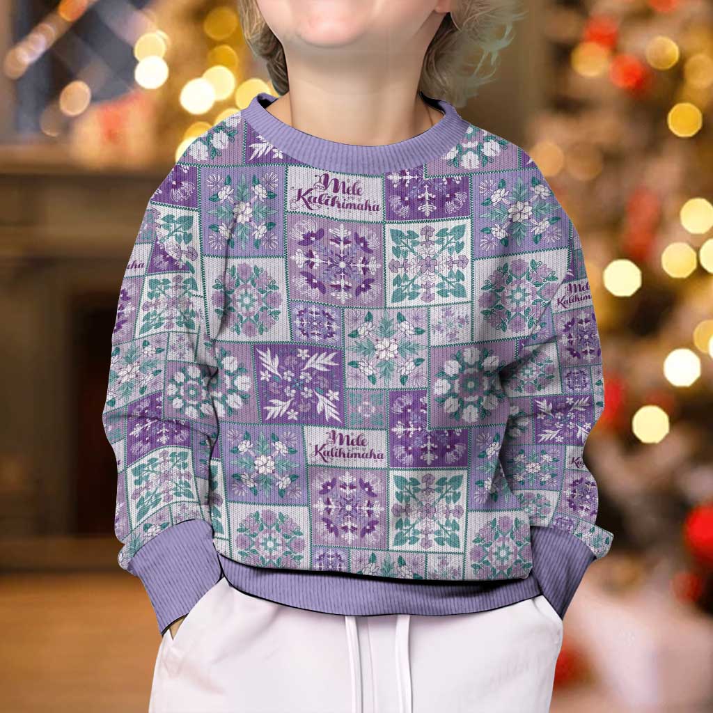 Mele Kalikimaka Hawaii Christmas Kid Ugly Christmas Sweater Poni Seamless Floral Motif LT9 - Polynesian Pride