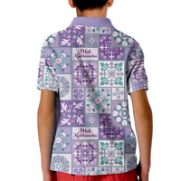 Mele Kalikimaka Hawaii Christmas Kid Polo Shirt Poni Seamless Floral Motif LT9 - Polynesian Pride