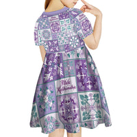 Mele Kalikimaka Hawaii Christmas Kid Short Sleeve Dress Poni Seamless Floral Motif LT9 - Polynesian Pride