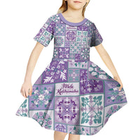 Mele Kalikimaka Hawaii Christmas Kid Short Sleeve Dress Poni Seamless Floral Motif LT9 - Polynesian Pride