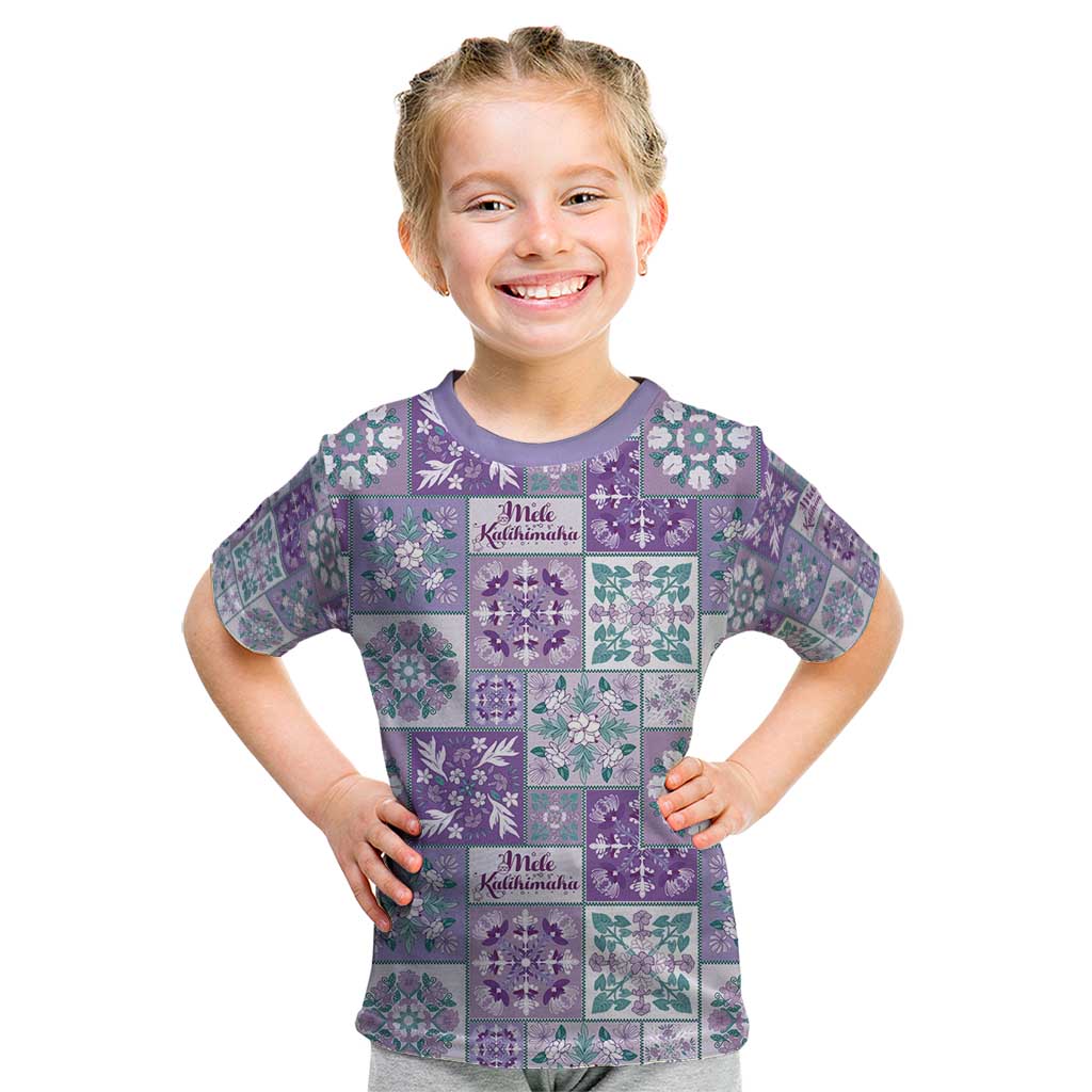 Mele Kalikimaka Hawaii Christmas Kid T Shirt Poni Seamless Floral Motif LT9 Purple - Polynesian Pride