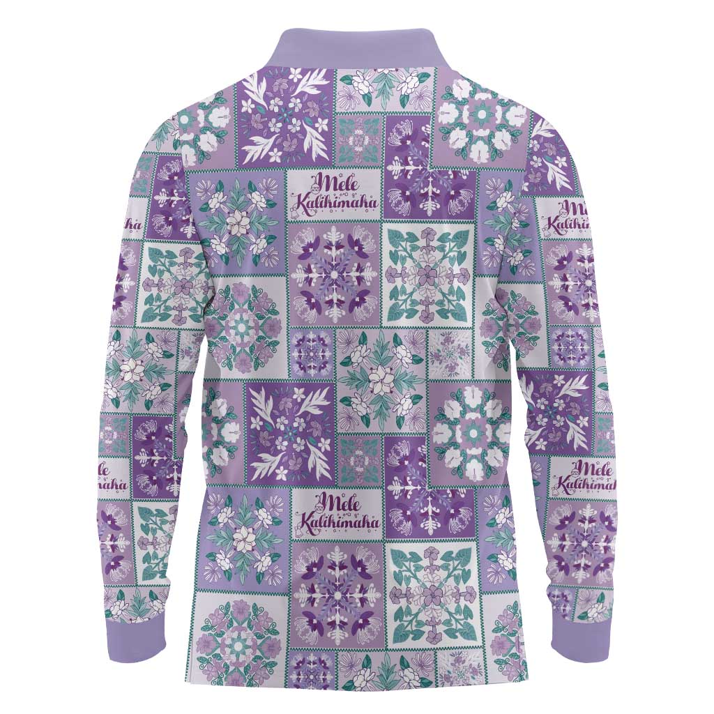 Mele Kalikimaka Hawaii Christmas Long Sleeve Polo Shirt Poni Seamless Floral Motif LT9 - Polynesian Pride