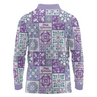 Mele Kalikimaka Hawaii Christmas Long Sleeve Polo Shirt Poni Seamless Floral Motif LT9 - Polynesian Pride