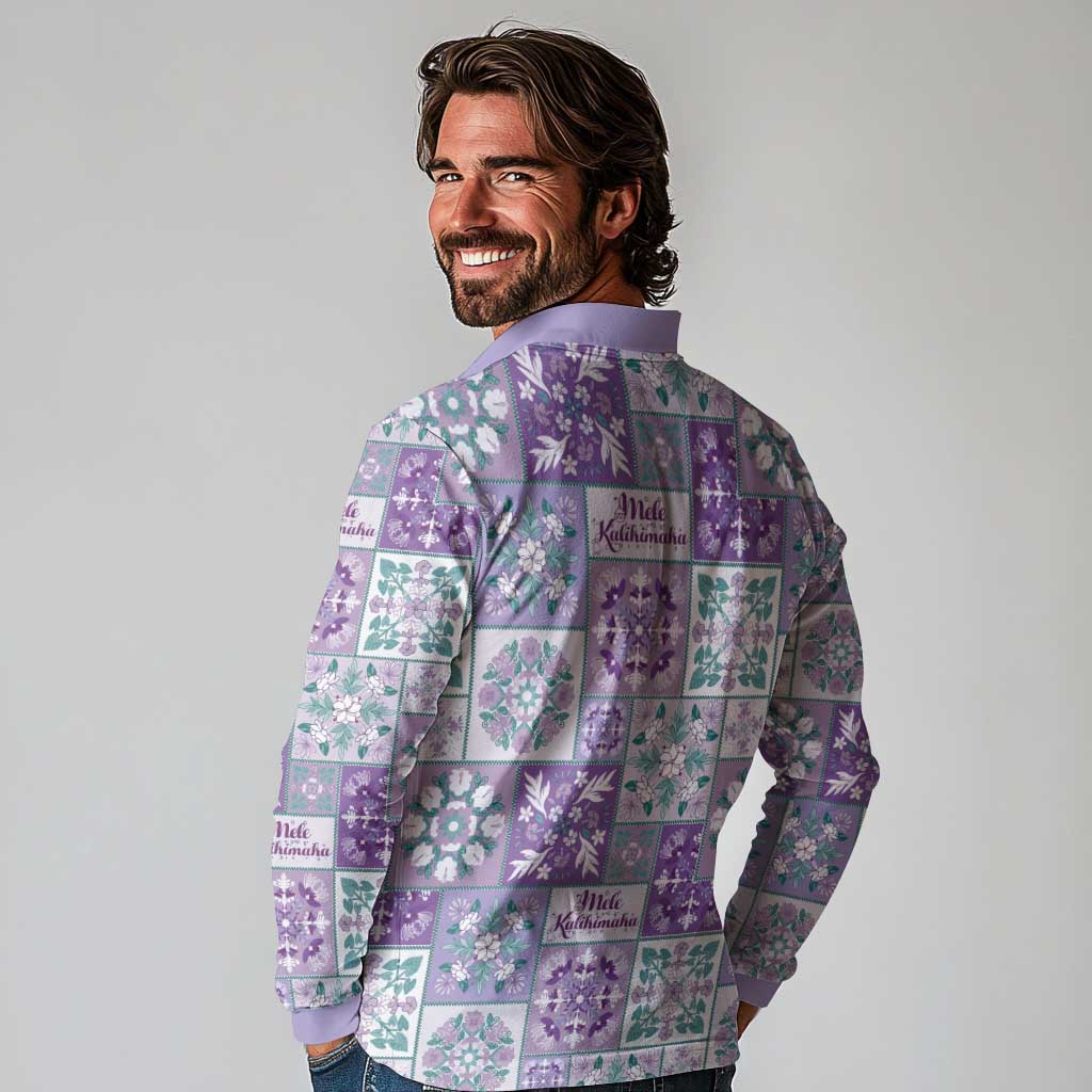 Mele Kalikimaka Hawaii Christmas Long Sleeve Polo Shirt Poni Seamless Floral Motif LT9 - Polynesian Pride