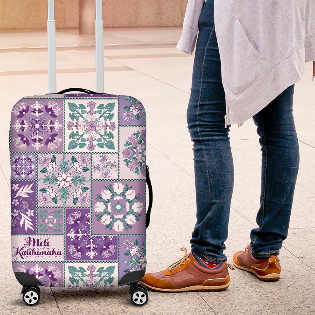 Mele Kalikimaka Hawaii Christmas Luggage Cover Poni Seamless Floral Motif LT9 Purple - Polynesian Pride