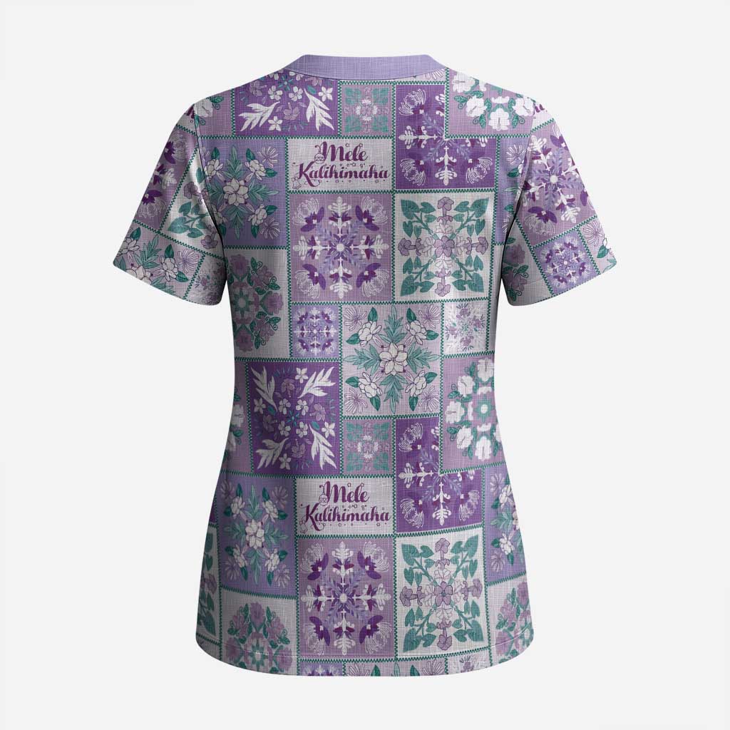 Mele Kalikimaka Hawaii Christmas Scrub Top Poni Seamless Floral Motif LT9 - Polynesian Pride