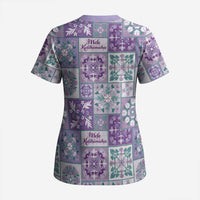 Mele Kalikimaka Hawaii Christmas Scrub Top Poni Seamless Floral Motif LT9 - Polynesian Pride