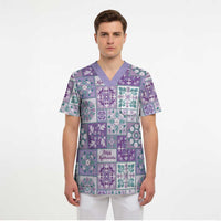 Mele Kalikimaka Hawaii Christmas Scrub Top Poni Seamless Floral Motif LT9 - Polynesian Pride