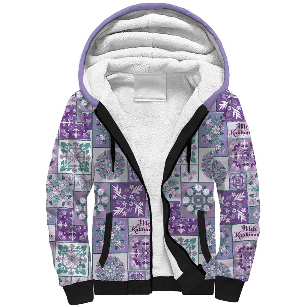 Mele Kalikimaka Hawaii Christmas Sherpa Hoodie Poni Seamless Floral Motif LT9 Unisex Purple - Polynesian Pride