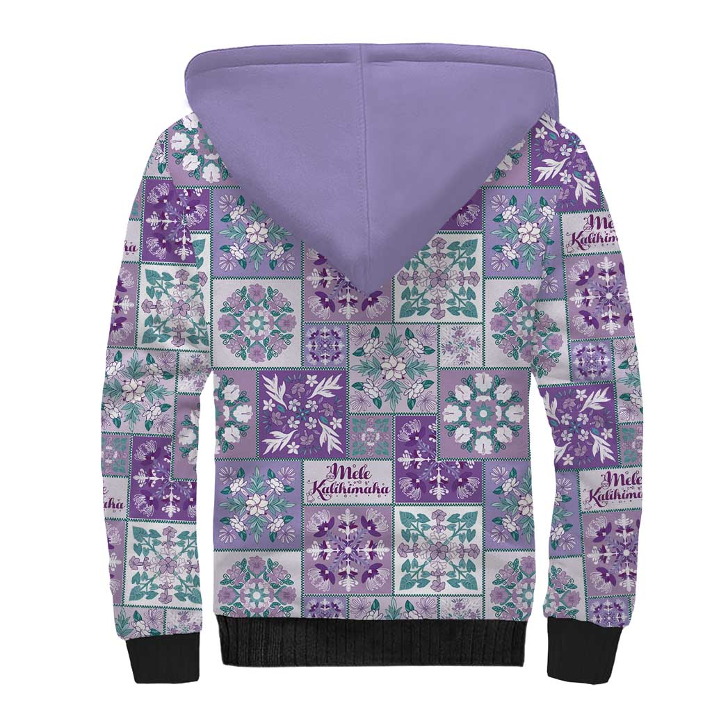 Mele Kalikimaka Hawaii Christmas Sherpa Hoodie Poni Seamless Floral Motif LT9 - Polynesian Pride