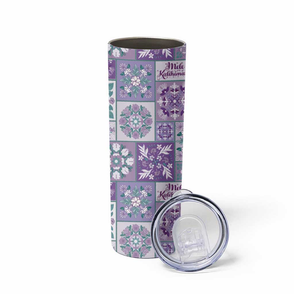 Mele Kalikimaka Hawaii Christmas Skinny Tumbler Poni Seamless Floral Motif LT9 - Polynesian Pride