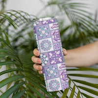 Mele Kalikimaka Hawaii Christmas Skinny Tumbler Poni Seamless Floral Motif LT9 - Polynesian Pride