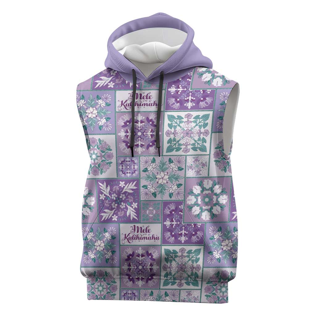 Mele Kalikimaka Hawaii Christmas Sleeveless Hoodie Poni Seamless Floral Motif LT9 Purple - Polynesian Pride