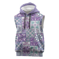 Mele Kalikimaka Hawaii Christmas Sleeveless Hoodie Poni Seamless Floral Motif LT9 Purple - Polynesian Pride