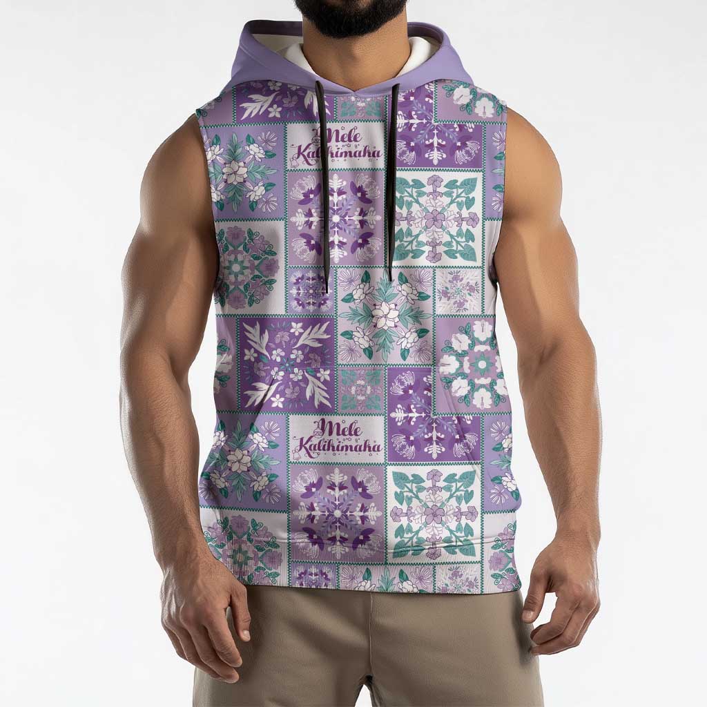 Mele Kalikimaka Hawaii Christmas Sleeveless Hoodie Poni Seamless Floral Motif LT9 - Polynesian Pride