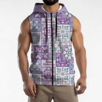 Mele Kalikimaka Hawaii Christmas Sleeveless Zip Hoodie Poni Seamless Floral Motif LT9 - Polynesian Pride