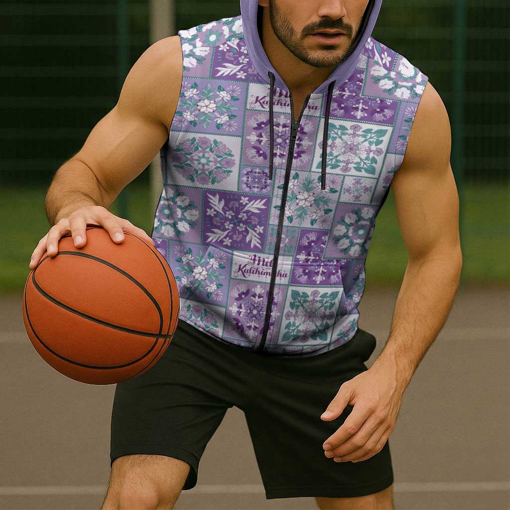 Mele Kalikimaka Hawaii Christmas Sleeveless Zip Hoodie Poni Seamless Floral Motif LT9 - Polynesian Pride
