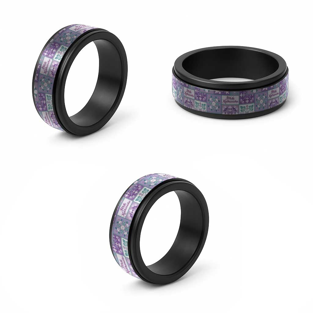Mele Kalikimaka Hawaii Christmas Spinner Ring Poni Seamless Floral Motif - Polynesian Pride
