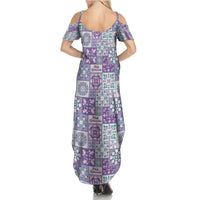 Mele Kalikimaka Hawaii Christmas Summer Maxi Dress Poni Seamless Floral Motif LT9 - Polynesian Pride