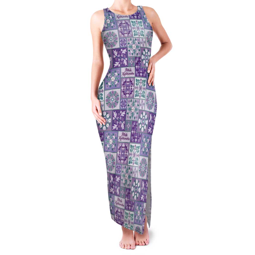 Mele Kalikimaka Hawaii Christmas Tank Maxi Dress Poni Seamless Floral Motif LT9 Women Purple - Polynesian Pride