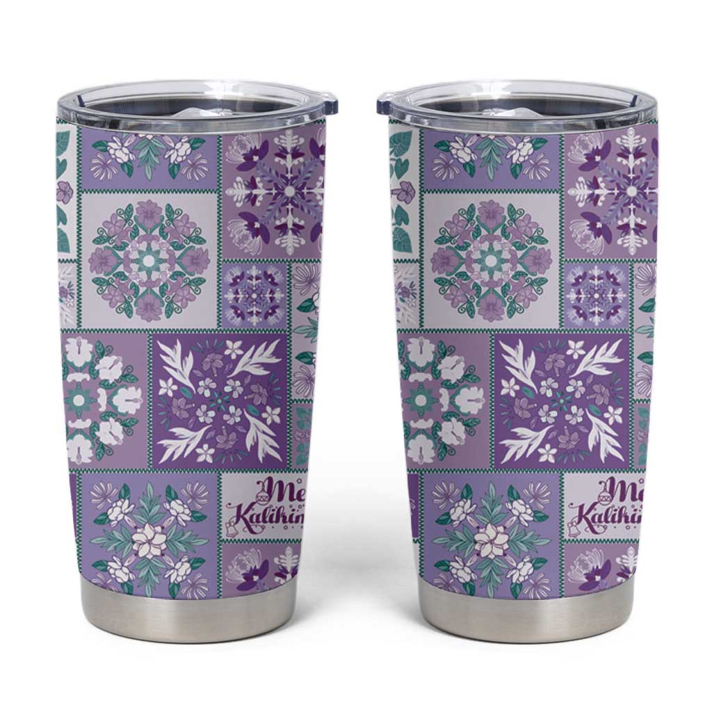 Mele Kalikimaka Hawaii Christmas Tumbler Cup Poni Seamless Floral Motif LT9 Purple - Polynesian Pride