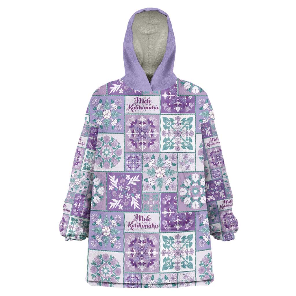 Mele Kalikimaka Hawaii Christmas Wearable Blanket Hoodie Poni Seamless Floral Motif LT9 One Size Purple - Polynesian Pride