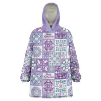 Mele Kalikimaka Hawaii Christmas Wearable Blanket Hoodie Poni Seamless Floral Motif LT9 One Size Purple - Polynesian Pride