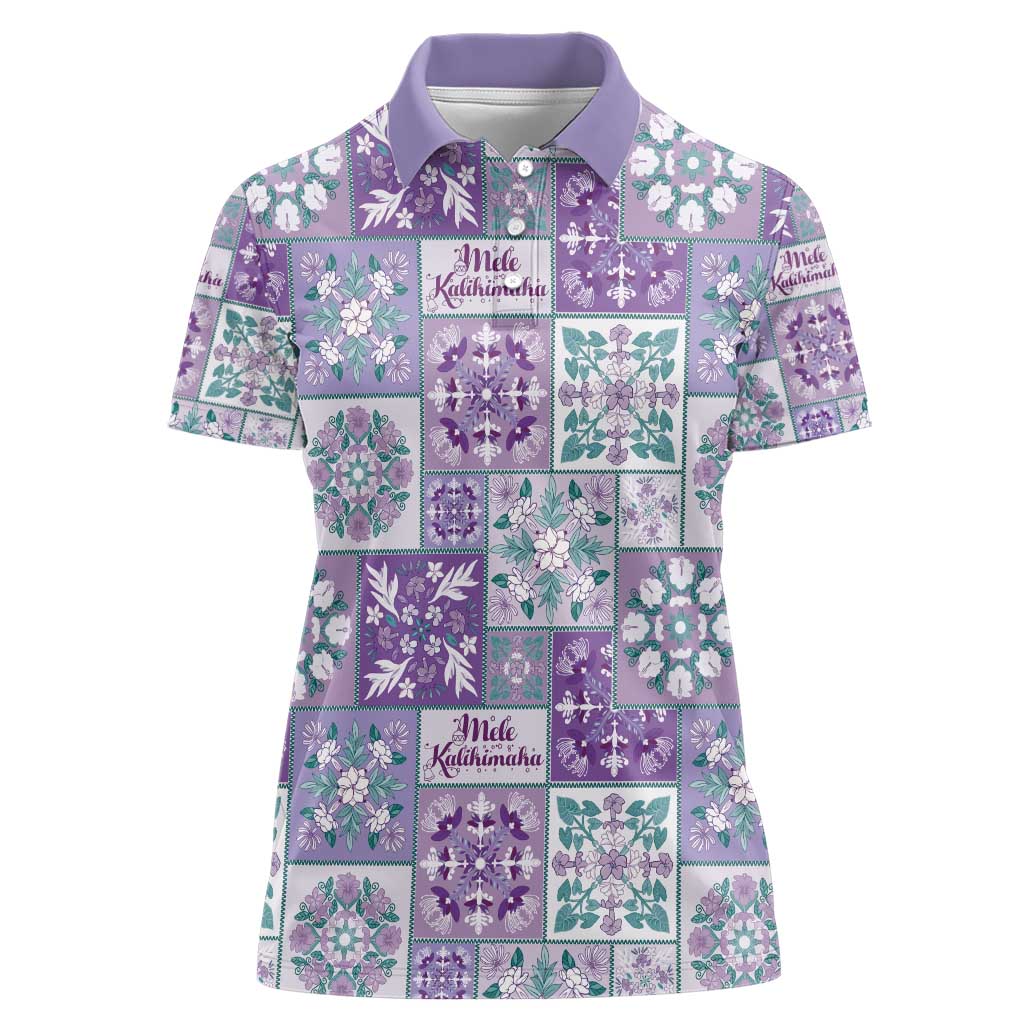 Mele Kalikimaka Hawaii Christmas Women Polo Shirt Poni Seamless Floral Motif - Polynesian Pride