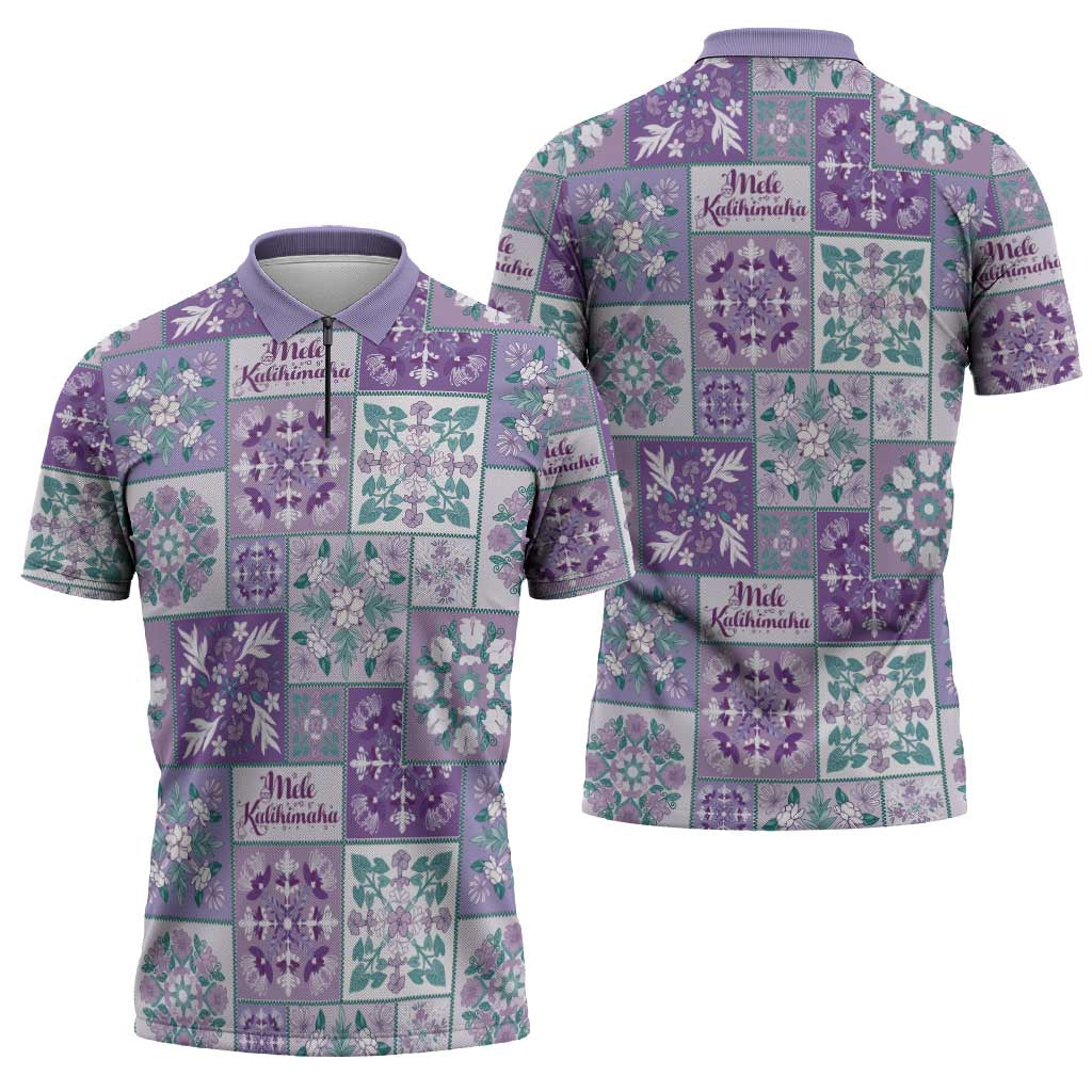 Mele Kalikimaka Hawaii Christmas Zipper Polo Shirt Poni Seamless Floral Motif LT9 - Polynesian Pride