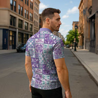 Mele Kalikimaka Hawaii Christmas Zipper Polo Shirt Poni Seamless Floral Motif LT9 - Polynesian Pride