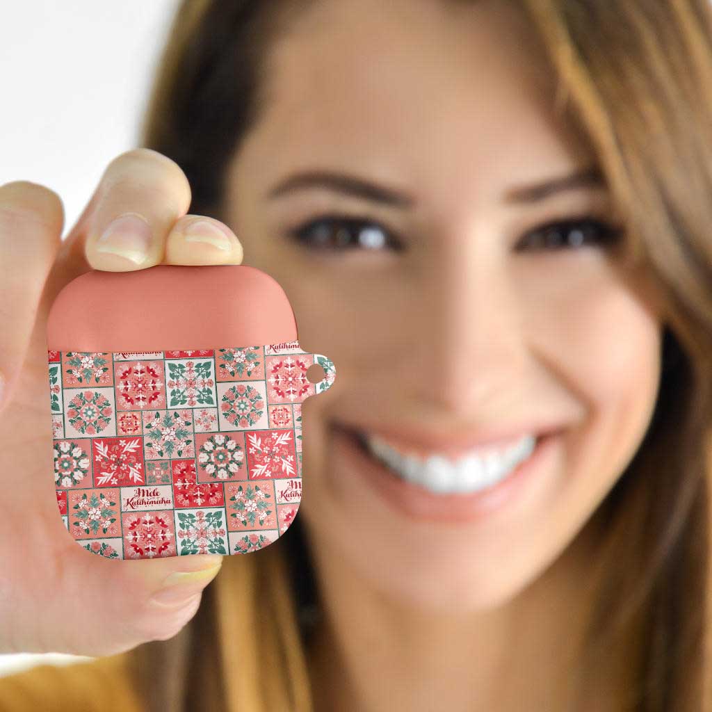 Mele Kalikimaka Hawaii Christmas AirPods Case Ulaula Seamless Floral Motif - Polynesian Pride
