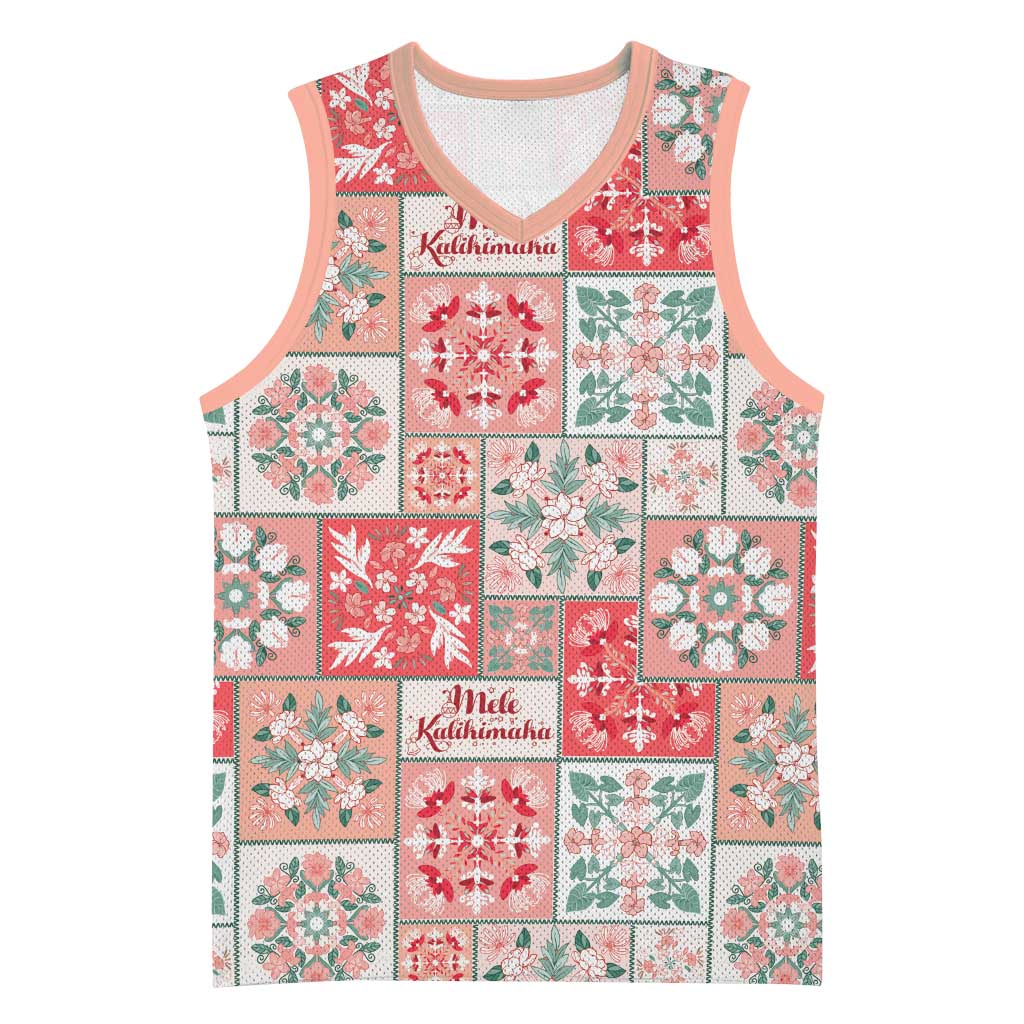 Mele Kalikimaka Hawaii Christmas Basketball Jersey Ulaula Seamless Floral Motif LT9 Unisex Red - Polynesian Pride