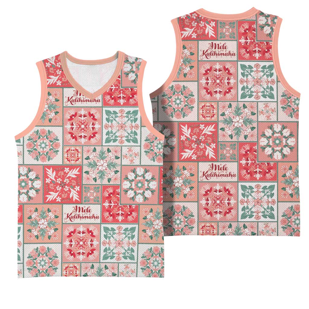 Mele Kalikimaka Hawaii Christmas Basketball Jersey Ulaula Seamless Floral Motif LT9 - Polynesian Pride