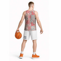 Mele Kalikimaka Hawaii Christmas Basketball Jersey Ulaula Seamless Floral Motif LT9 - Polynesian Pride
