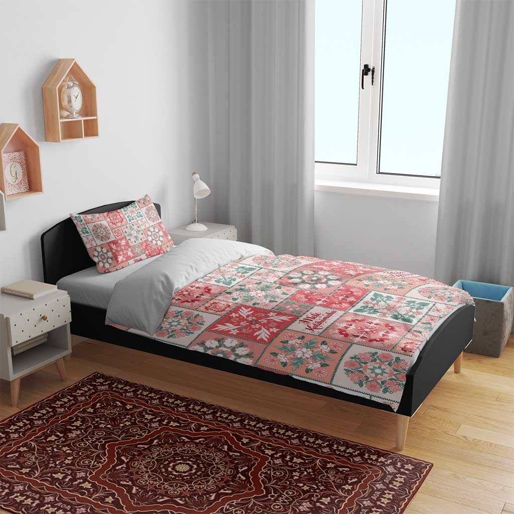 Mele Kalikimaka Hawaii Christmas Bedding Set Ulaula Seamless Floral Motif - Polynesian Pride